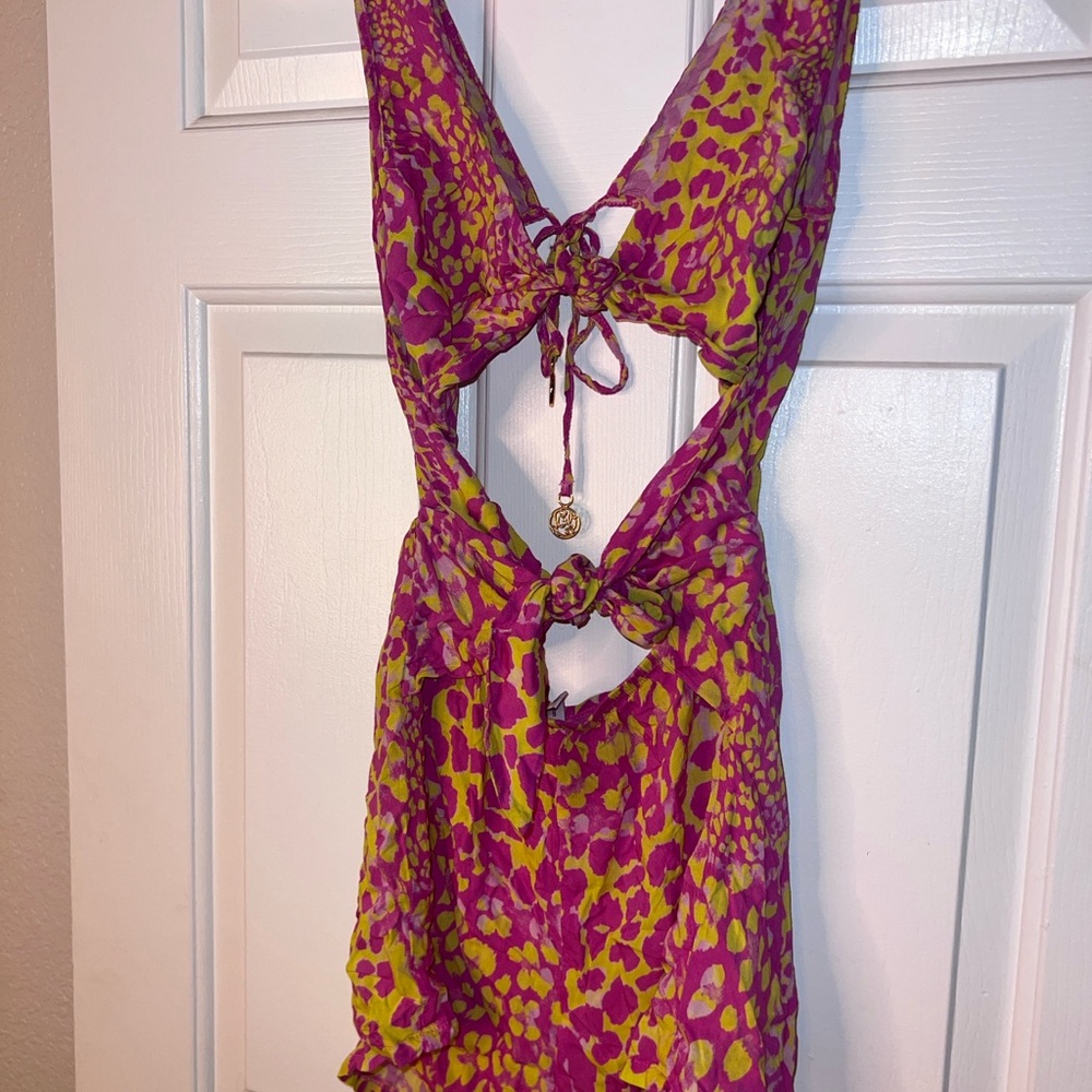 Luli Fama Vibrant Pink and Yellow Cheetah Cutout Romper - Picture 11 of 11